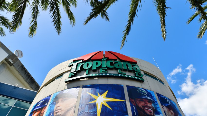 A general view of Tropicana Field on During Opening Day before a baseball game between the Tampa Bay Rays and the Houston Astros on March 28, 2019 in St Petersburg, Florida.