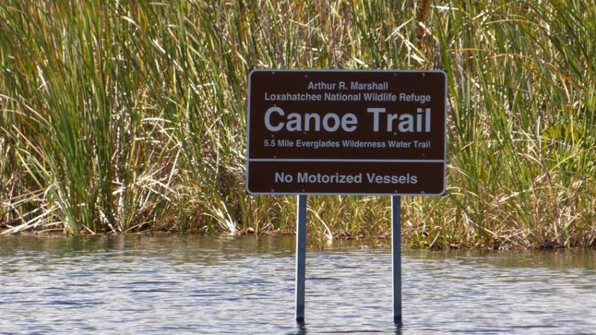 Señalización en canales de los Everglades, Florida.