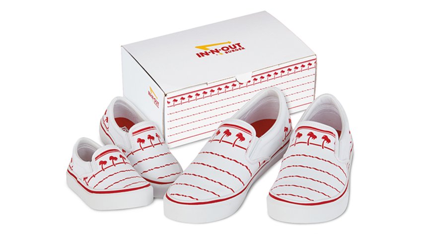 In-N-Out released their collection of adult and kid sized "Drink Cup" slip-on shoes on Tuesday.