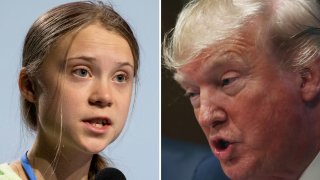 La activista Greta Thunberg y el presidente Donald Trump.
