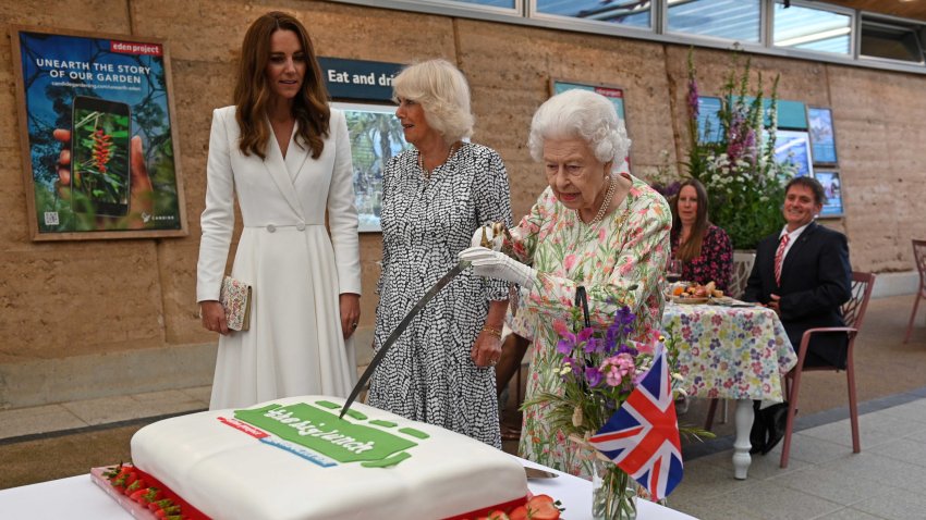 Viral: reina Isabel insiste en cortar pastel con espada