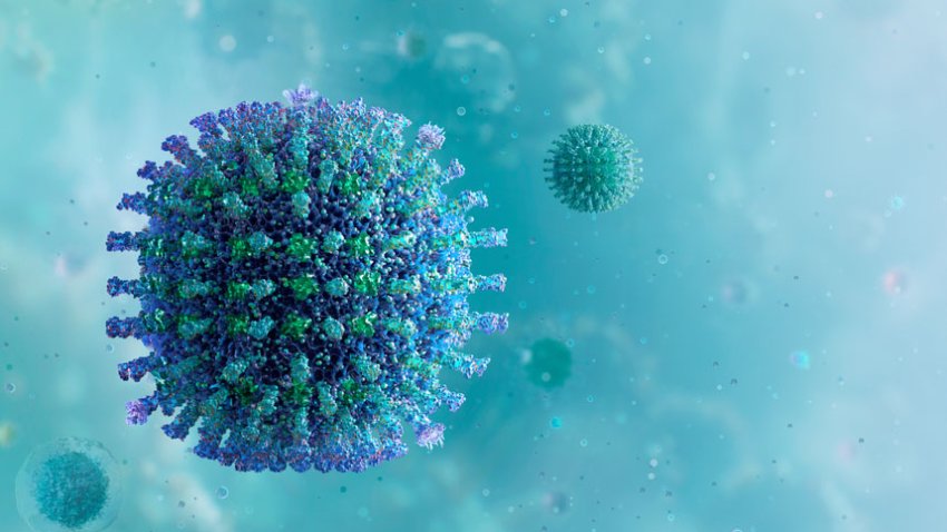 Coronavirus covid-19 Delta variant, 3rd wave. B.1.617.2 mutation virus cell 3D medical illustration. Indian strain of corona virus 2019-ncov sars. Mutated SARS-CoV-2 flu disease third wave pandemic