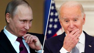 Los presidentes Vladimir Putin y Joe Biden.