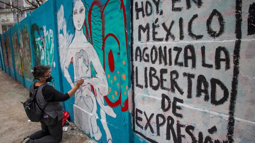 Mural en México pide justicia por los seis periodistas asesinados