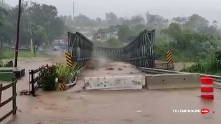 Huracán Fiona: el preciso momento en el que colapsa un puente en Puerto Rico