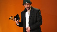 LOS ANGELES, CALIFORNIA - FEBRUARY 05: Bad Bunny accepts Best Música Urbana Album for “Un Verano Sin Ti” onstage during the 65th GRAMMY Awards at Crypto.com Arena on February 05, 2023 in Los Angeles, California. (Photo by Kevin Mazur/Getty Images for The Recording Academy)