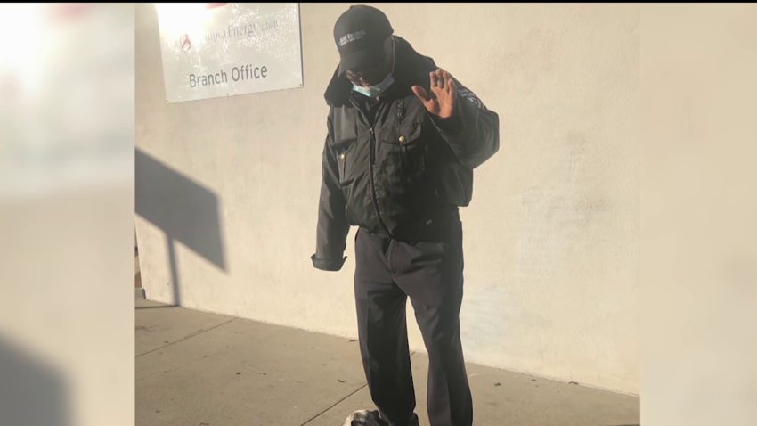 Fredrick Aryee while working as a security guard.