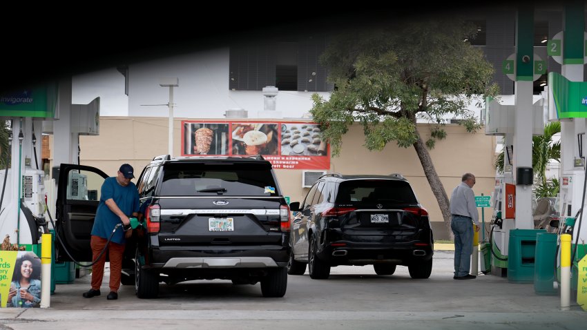 MIAMI, FLORIDA – DECEMBER 12: Customers pump fuel into their vehicles at a gas station on December 12, 2023 in Miami, Florida. The national average for unleaded gas was $3.14 a gallon on Dec. 12, according to AAA. That’s 23 cents less than it was a month ago helping slow the Consumer Price Index growth, but the cost of shelter offset energy’s price declines, pushing the entire index up 0.1% between October and November. (Photo by Joe Raedle/Getty Images)