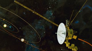 La rendición de un artista de la sonda Voyager 1.