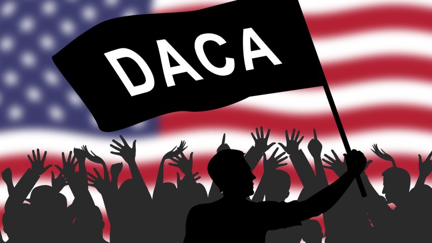 Daca Protest For Dreamers Deal Road To Citizenship. Naturalization Of Illegal immigrant Children In Usa – 2d Illustration