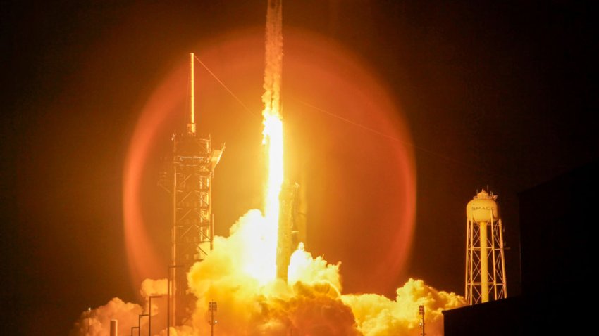 CAPE CANAVERAL, FLORIDA – SEPTEMBER 10: SpaceX’s Polaris Dawn Falcon 9 rocket blasts off from Launch Complex 39A of NASA’s Kennedy Space Center on September 10, 2024 in Cape Canaveral, Florida. The Polaris Dawn mission is a private spaceflight backed by Jared Isaacman, the billionaire founder of payments platform company Shift4. During the mission, the astronauts will attempt the first spacewalk by a private company. (Photo by Joe Raedle/Getty Images)