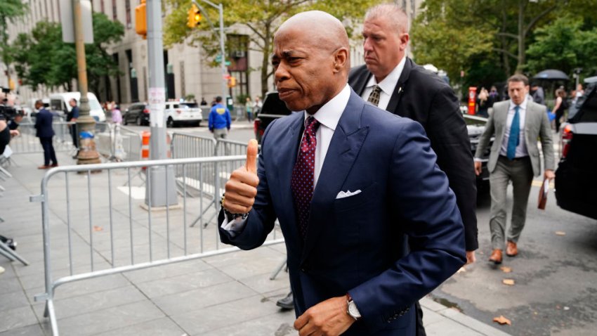 New York City Mayor Eric Adams arrives for his arraignment outside Manhattan Federal Court on Friday, Sept. 27, 2024 in Manhattan, New York. (Barry Williams for New York Daily News via Getty Images)