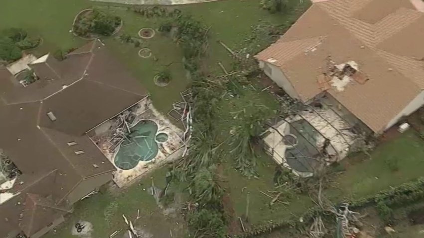 Imágenes aéreas de los daños que dejó un tornado en Wellington