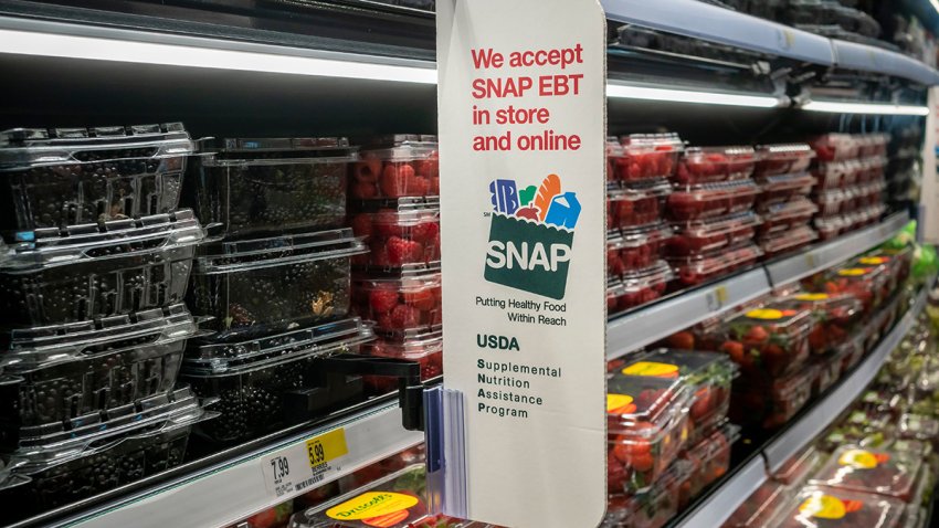 New York NY USA-October 8, 2024 A sign in a  store in New York announces that the store accepts SNAP (Supplemental Nutrition Assistance Program) formerly known as EBT