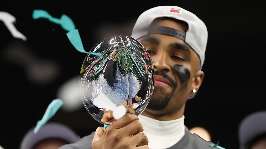 Jalen Hurts Lombardi trophy