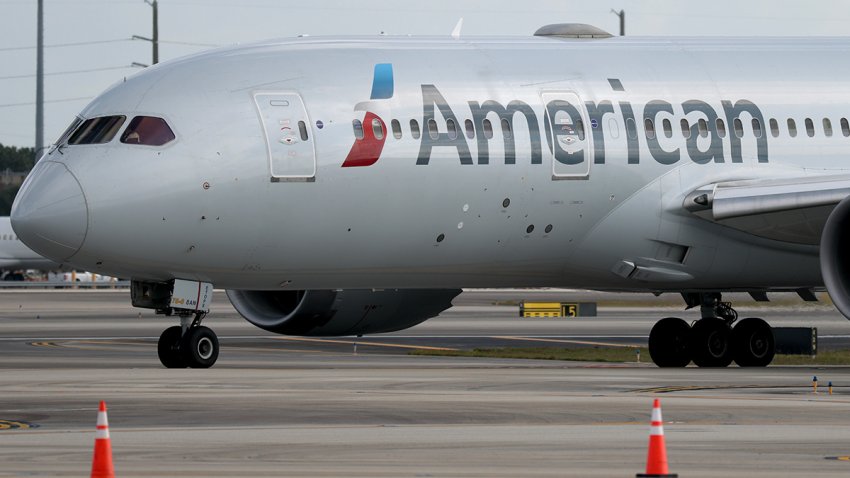 MIAMI, FLORIDA – FEBRUARY 19: An American Airlines plane on the tarmac at the Miami International Airport on February 19, 2025 in Miami, Florida. The carrier announced that it is adding two new routes from LGA servicing two cities in South Carolina: Charleston and Myrtle Beach. (Photo by Joe Raedle/Getty Images)