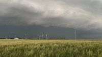 HENNESSEY, OKLAHOMA – MAY 07: A view of mesocyclone and green glow from very large hail as a tornadic high precipitation supercell arrives in Hennessey, Oklahoma, United States on May 07, 2024. (Photo by Matt Phelps, Tempest Tours/Anadolu via Getty Images)
