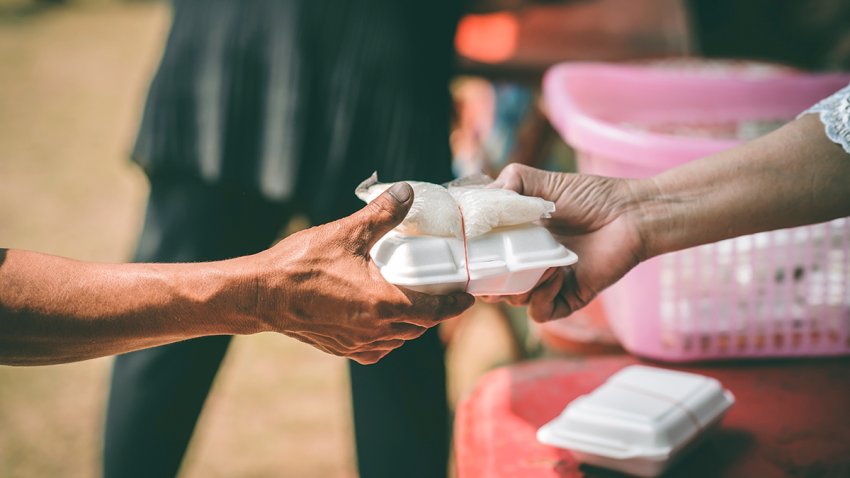Providing free food for the poor hunger : concept of feeding, helping and sharing