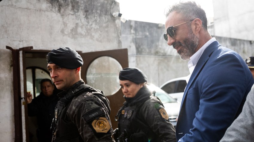 The former doctor of late Argentine football legend Diego Maradona, Leopoldo Luque, leaves after a trial hearing in San Isidro, outskirts of Buenos Aires on May 29, 2025. An Argentine court on Thursday nullified the trial of late football legend Diego Maradona’s medical team and ordered a new one, after a judge stepped down over her role in a documentary about the case. (Photo by TOMAS CUESTA / AFP) (Photo by TOMAS CUESTA/AFP via Getty Images)